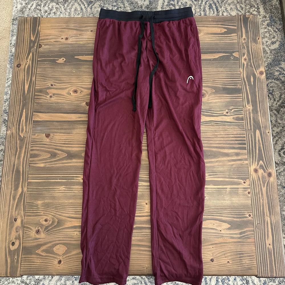 Men’s HEAD Burgundy Black Waffle Knit Jogger Sweatpants Size S